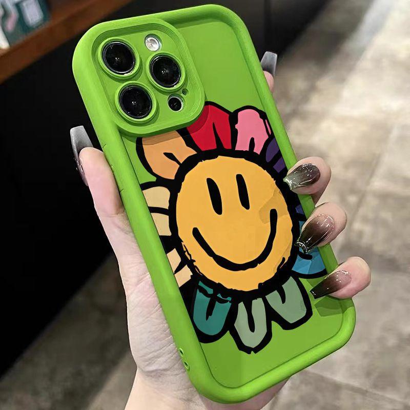 Color smiley face sunflower iPhone17Promax mobile phone case ladder suitable for Apple 16promax sky eye 15
