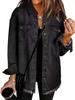 Veste chemise en jean à ourlet effiloché pour femme - Style de rue Automne/Hiver 2025
