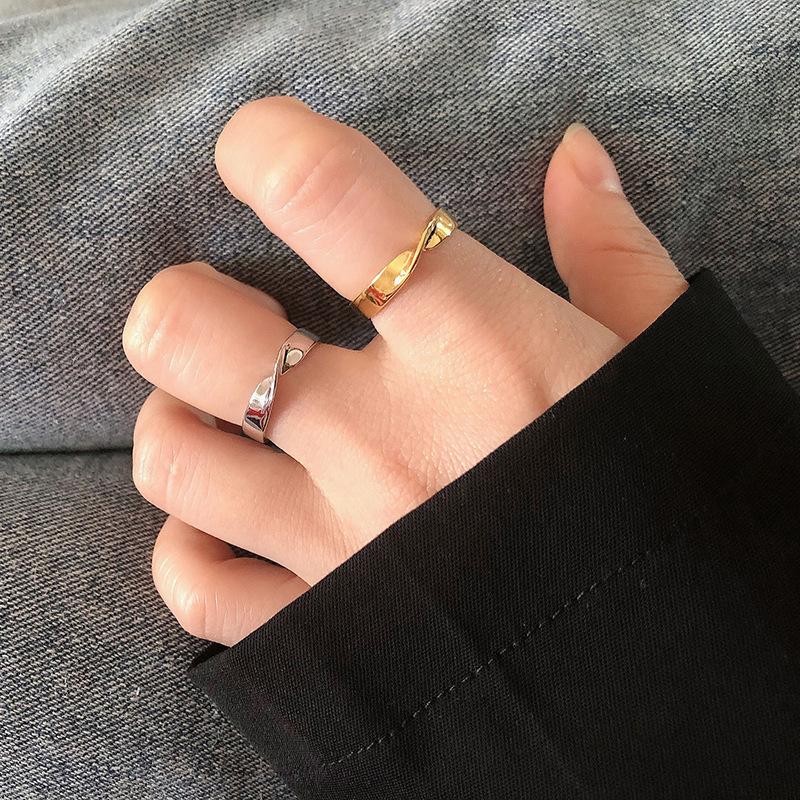 Minimalist Geometric Twisted Open Ring For Women Niche Design Cool Simple Fashion Personality Band