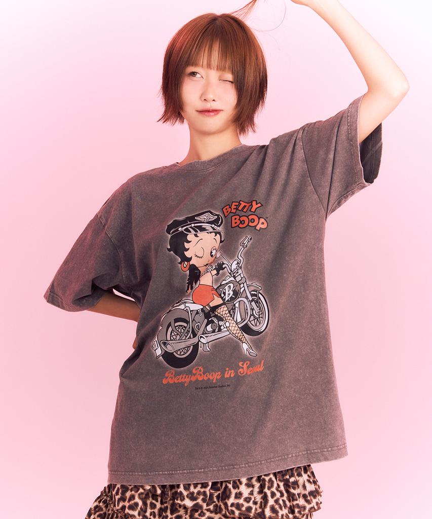 CNVS Betty Boop Bike Oversized Short Sleeve T-Shirt_Gray