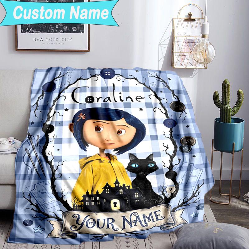 Custom Name Blanket Mystery Coraline's World Blanket Bedding Blanket for Travel, Camping, Living Rooms, Offices, Sofas, Fan Christmas gift