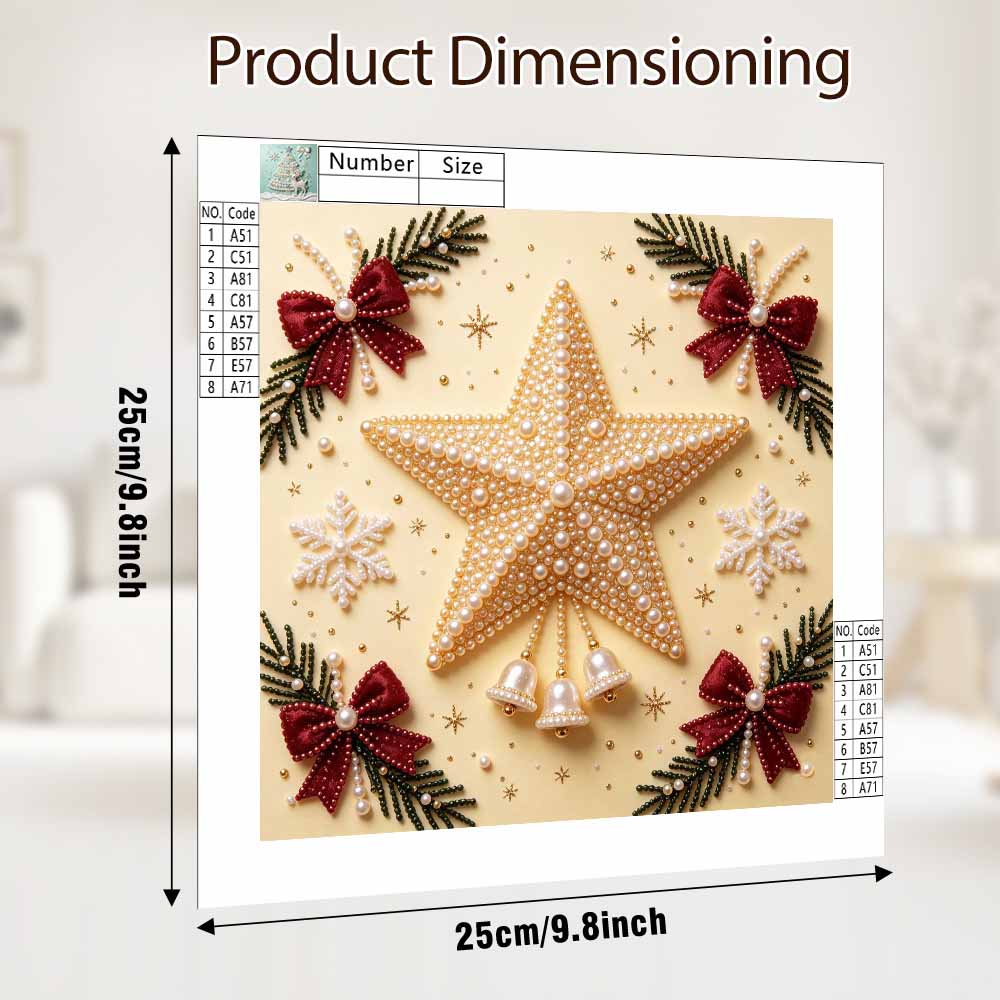 Pearl Painting Christmas Star with Bows and Bells Art Kit DIY Home Decor Painting