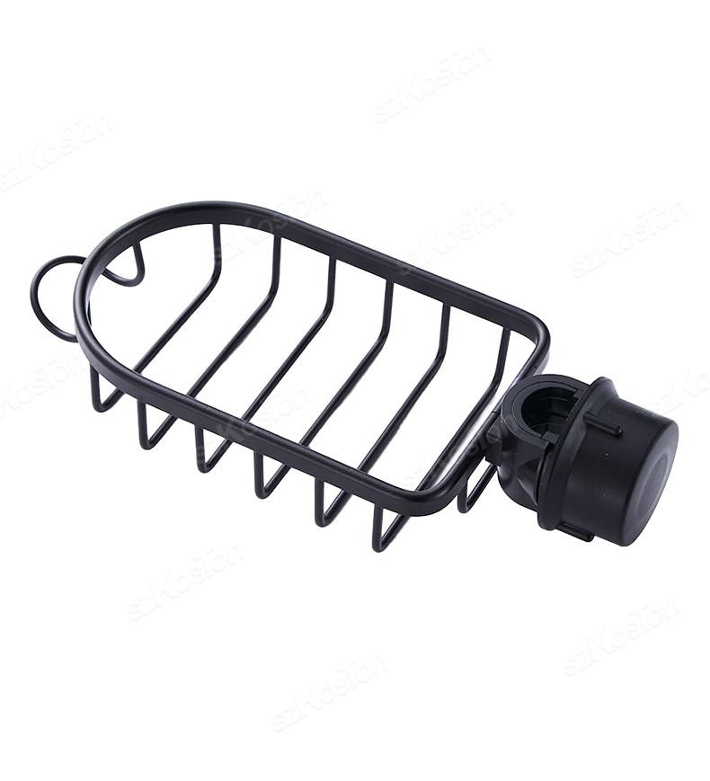 Verstellbarer Wasserhahn Ablauf Badezimmerregal Schwarz Silber Duschablage Halter Korb Küchenutensilien Seifenablage