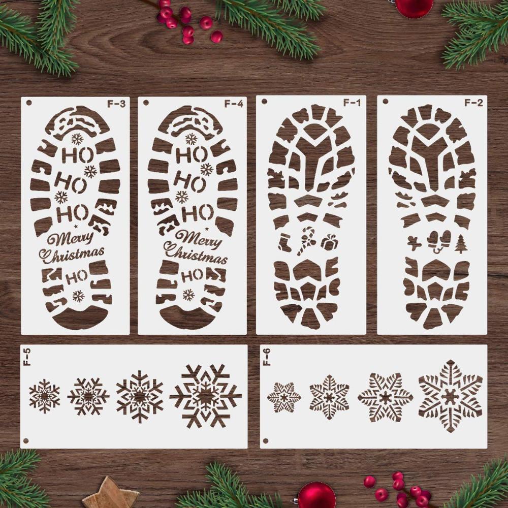 Versatile Christmas Snowflake Footprint Stencil Album Decorations Christmas Decorations Santa Claus Footprint Painting Template