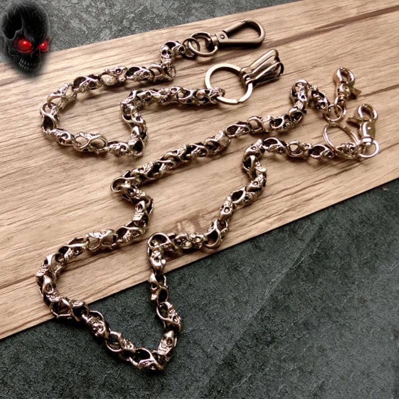 Biker-Decor Skull Wallet Chain with Hook Snap Closure Punk Skull Trouser Chain Hip-hop Cool Style Pant Chain Ornament
