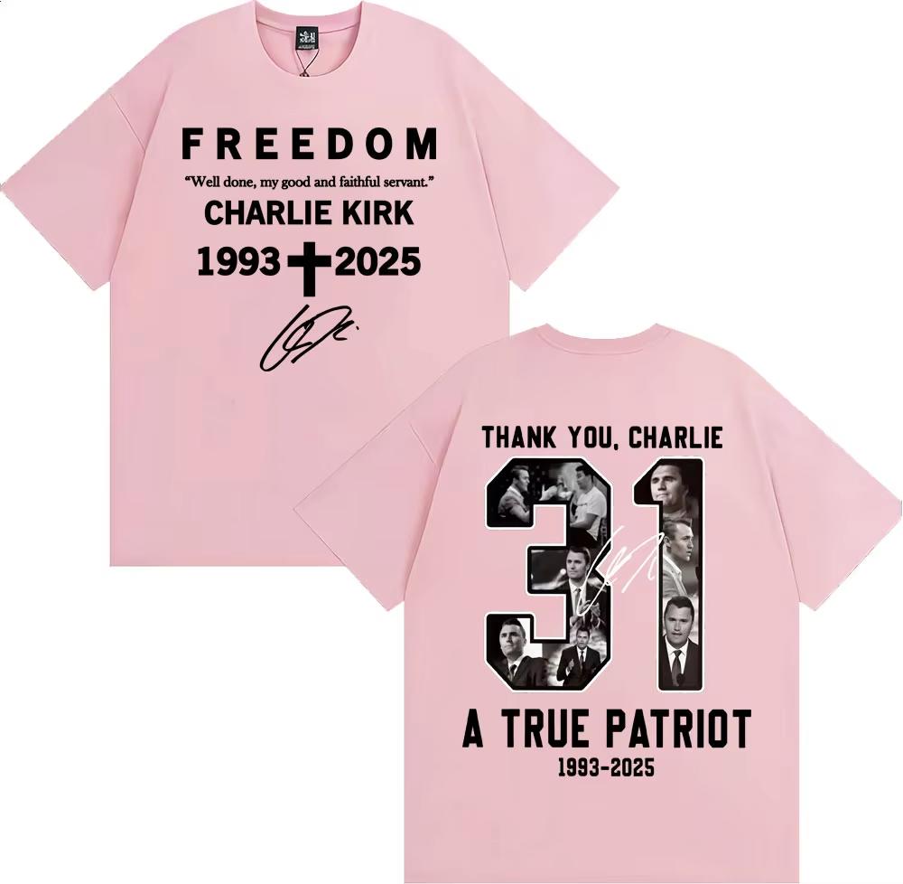 

Thank You Charlie Kirk T Shirt A True Patriot Freedom Double Sided Print Tee Shirt Men Women Casual Cotton Short Sleeve Tshirts 4XL