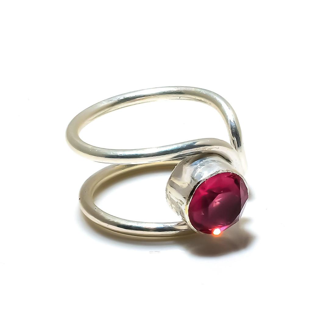 Inel reglabil din argint 925 cu kunzit roz - Potrivit pentru mărimi americane de la 6 la 10 - Bijuterii boho lucrate manual pentru femei și bărbați, cadouri de Ziua Îndrăgostiților