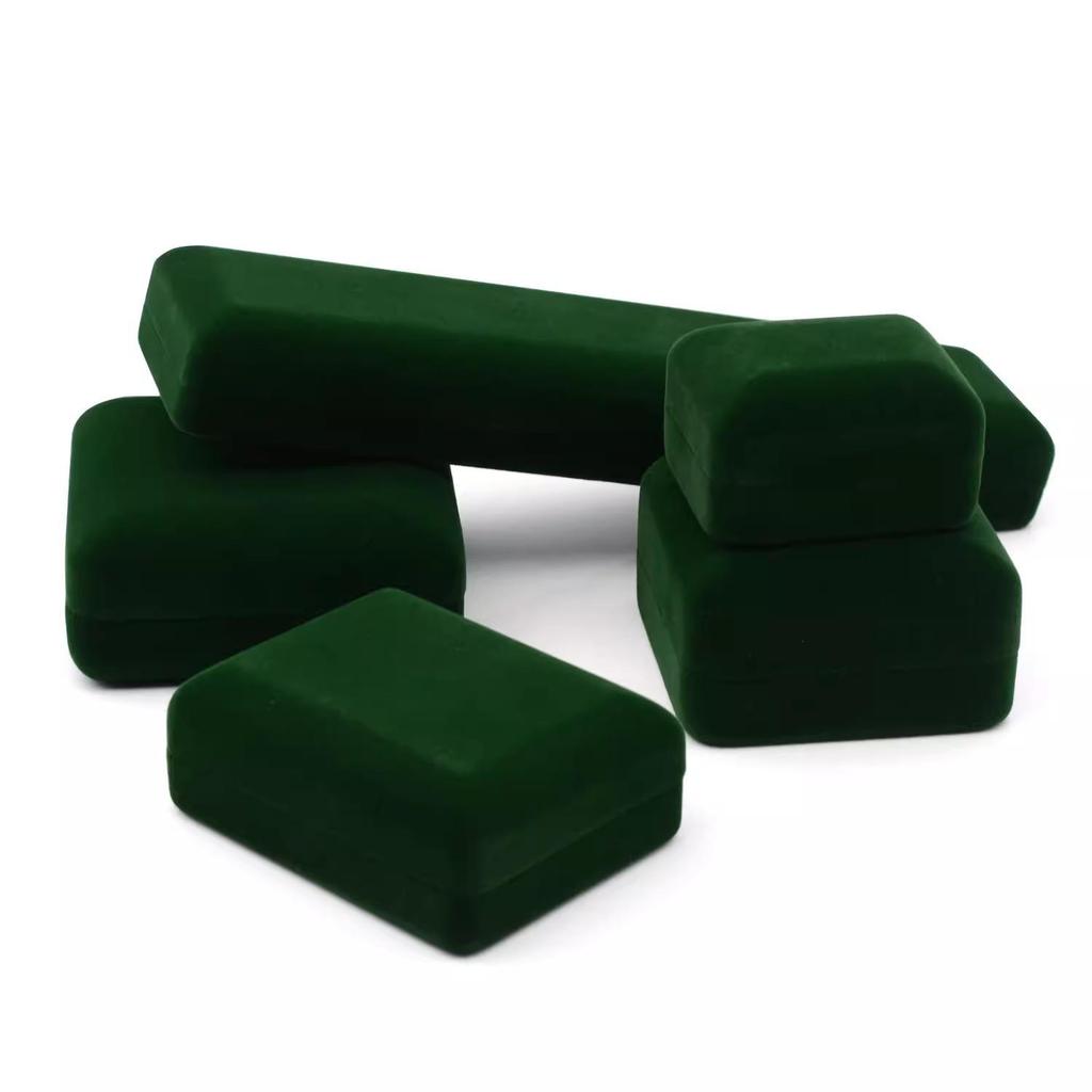 Scatola Gioielli Verde Scura in Velluto - Scatola Regalo per Collana, Anello, Bracciale Rigido e Braccialetto