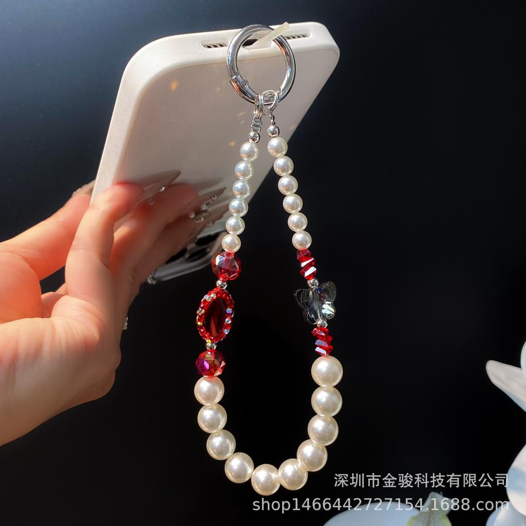 Heavy Craft Inlaid Zirconia Phone Chain Beaded High-end Crystal Bead Hand Chain New Keychain Pendant Wholesale