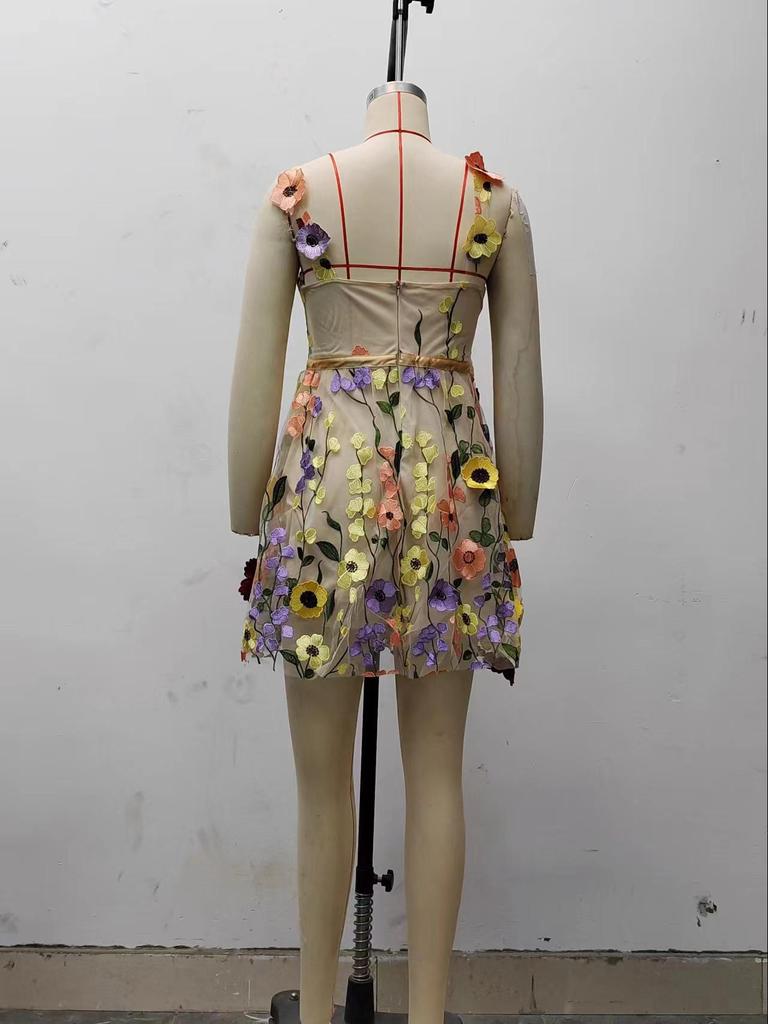 2025 Women's Sexy Dress with 3D Floral Embroidery
