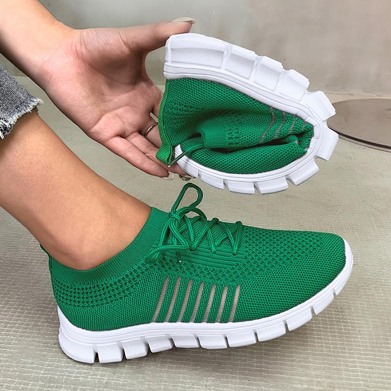 fashion Lightweight Breathable Sneakers for Women Mesh Cut Out Striped Flats Shoes Woman Autumn 2024 Casual Non-Slip Tennis Shoes Ladies