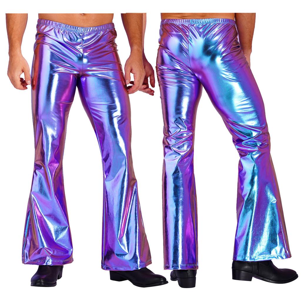Herrenhosen Nachtclub Metallic Disco Hosen Bell Bottom Lange Hosen