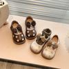 Autumn Girl's Mary Janes Flroal Shallow Bowknot Classic Kids Leather Shoes Matte Pu Leather Beige Brown Children Flat shoe 21-30