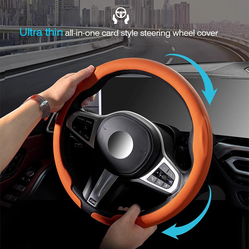 8D Nappa Leather Car Steering Wheel Cover For Porsche Cayenne Taycan Macan Panamera 718 911 Cayman Auto Accessories