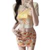 Swimsuit Women's Four-piece Sexy Hot Girl Dopamine Bikini Fashion Print Beach Spa