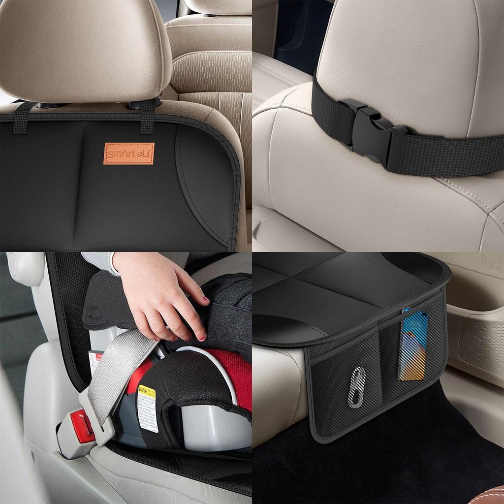 1680D Material Car Seat Protector Mat Waterproof Seat Protector Set for Baby Car Car Accessories with Storage Pocket [Smart eLf] Non-Slip (2-Piece