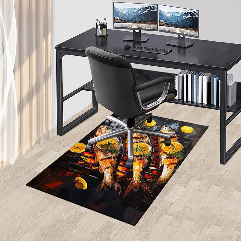 1PC Grilled Fish Lemon Non-Slip Floor Carpet Compatible for Office&Living Room&Bedroom&Dining Room - Flat- Soft & Pattern, Vibrant Colors-W241