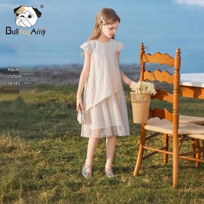 CHANZUIGOU Girls' Gilded Patchwork Mesh Princess Dress