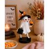 Halloween Ghost Figurine in a Hat with a Bag and Coffee 12.2x12.3x24.8