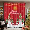 Set Of 2 Merry Christmas Snowman Print Red Curtains Multiple Sizes Living Room Insulation Easy Install Curtain Darkening Polyester Machine Washable