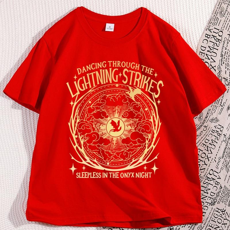 Onyx Storm Dancing Through The Lightning Strikes Comfort Colors Shirt Fourth Wing Inspired Shirt Dragon Lover Tshirt S