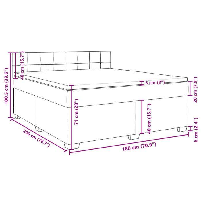 VidaXL Slatted Bed Base and Mattress Dark Grey 180x200cm Velvet 3288679