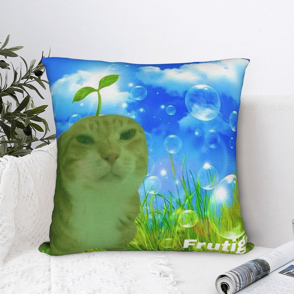 Cat Frutiger Aero Eco Funny Pillowcase Polyester Cushion Cover Decorative Throw Pillow Case Cover Home Square 40X40cm