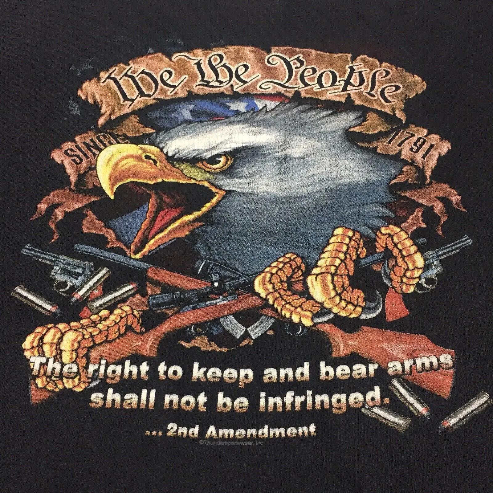 We The People Gun Rights Bald Eagle Rifle 2nd Amendment TShirt 100 Cotton ONeck Short Sleeve Summer Casual Mens Tshirt S