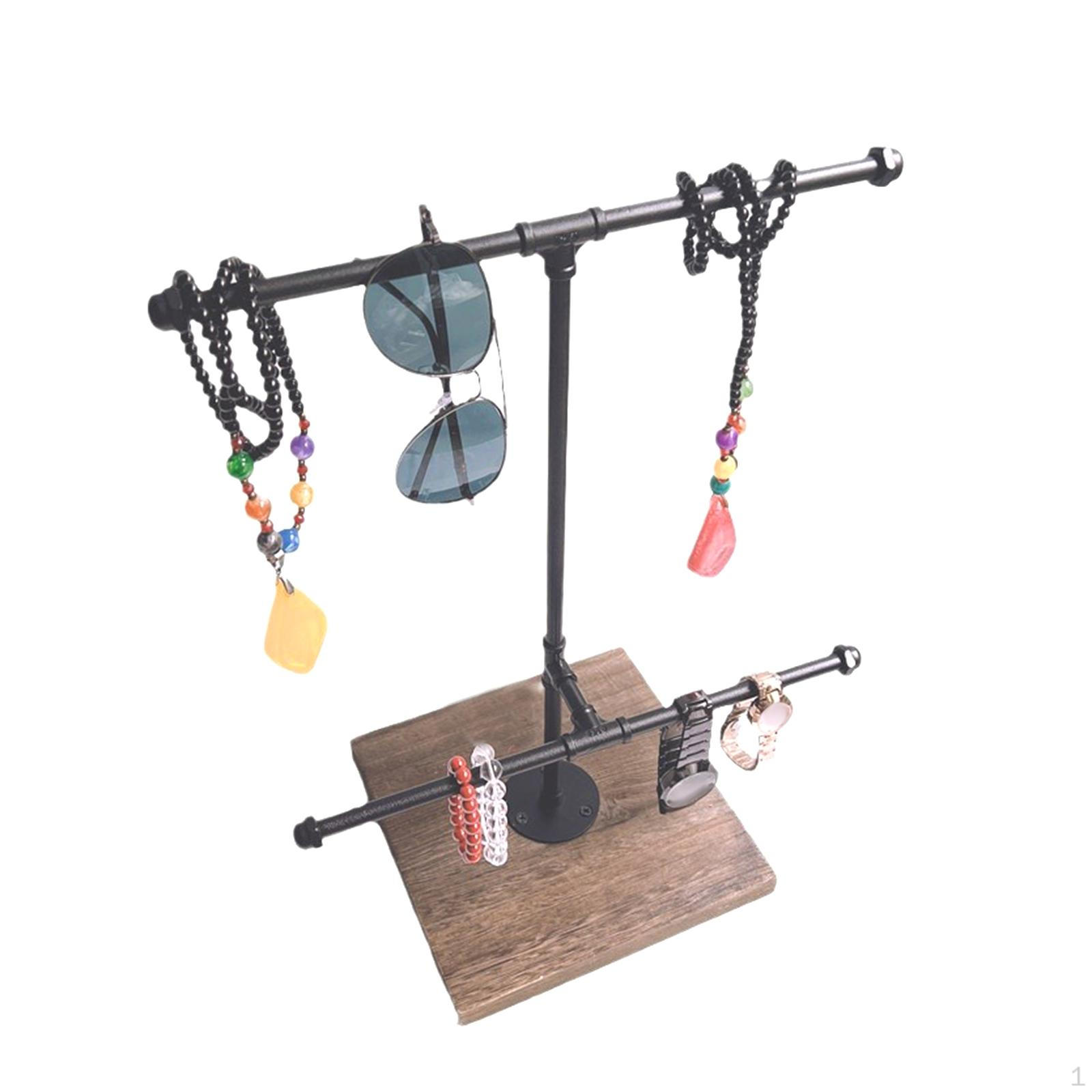 

Подставка для ювелирных изделий, 2-уровневый браслет с Т-образной планкой, браслет для часов, ожерелье, держатель для браслета, витрина-органайзер для Dark Wood Grain