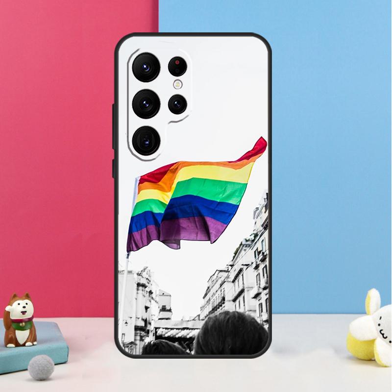 Heart Rainbow Gay Pride LGBT Case For Samsung Galaxy S24 S23 S22 Ultra S20 FE S21 FE Note 10 20 S8 S9 S10 Plus Coque
