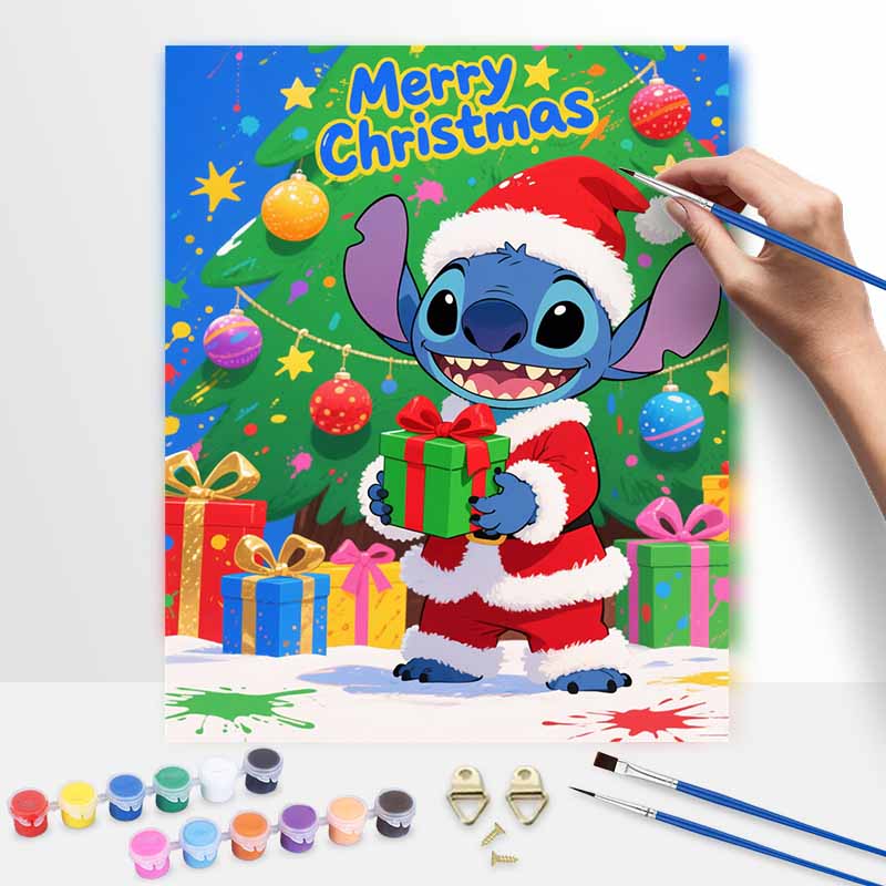 Disney Stitch Christmas Tree Gift Oil Painting Art Kit Handmade Painting Diy Home Decoration