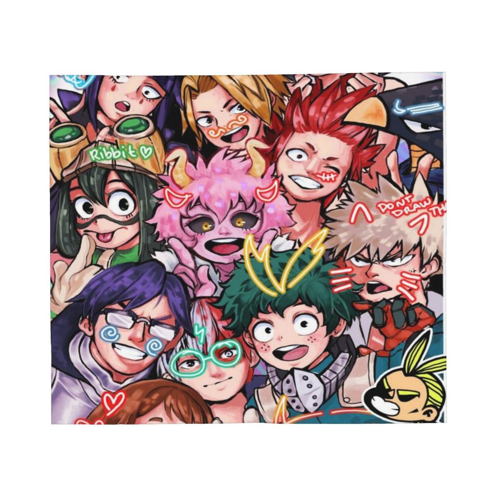 My Hero Academia Blankets Flannel All Season Collage Midori And Friends Portable Warm Throw Blanket for Sofa Travel Bedspreads
