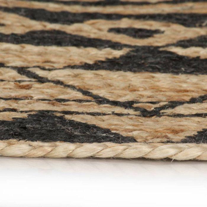 Tapis - vidaXL - Jute fait à la main - Imprimé noir - 120 cm - Rond - Intérieur