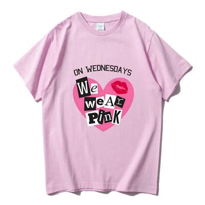 MeanGirls on Wednesday We Wear Pink T-Shirts Kurzarm-T-Shirt aus weicher Baumwolle Lässiges Frühlings-T-Shirt für Damen/Herren T-Shirt mit Grafikdruck