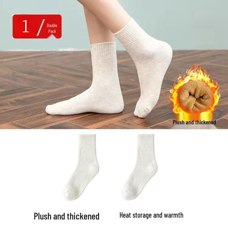Terry Plus Velvet Women's Thick Mid-Calf Towel Socks - Warm Autumn/Winter Knee-Highs for Teens