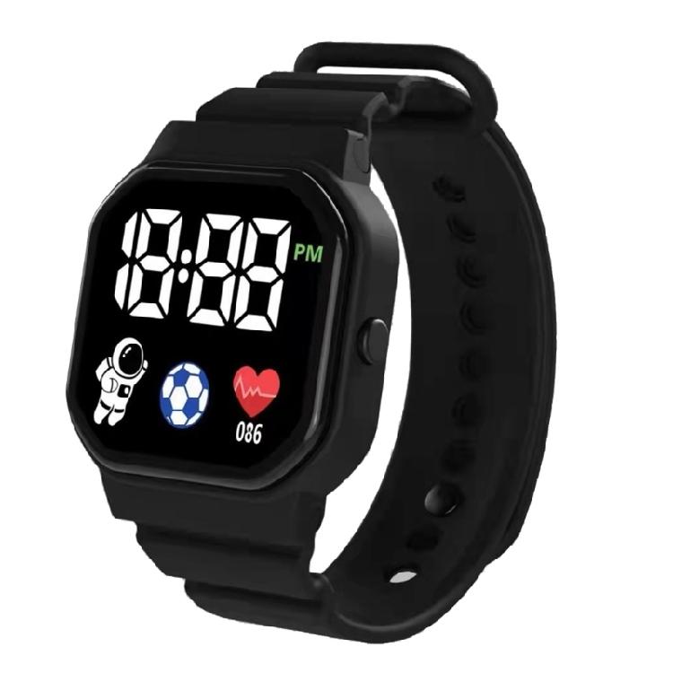 Цифровые спортивные часы Водонепроницаемые Электронные часы Светодиодный дисплей Время Календарь ABS чёрный