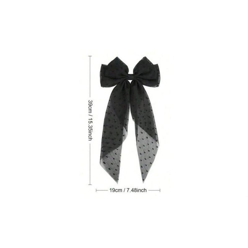 Chiffon Bow Polka Dot Streamer Hairpin Spring Clip Back of Head Female Hairpin Headgear Fresh and Sweet