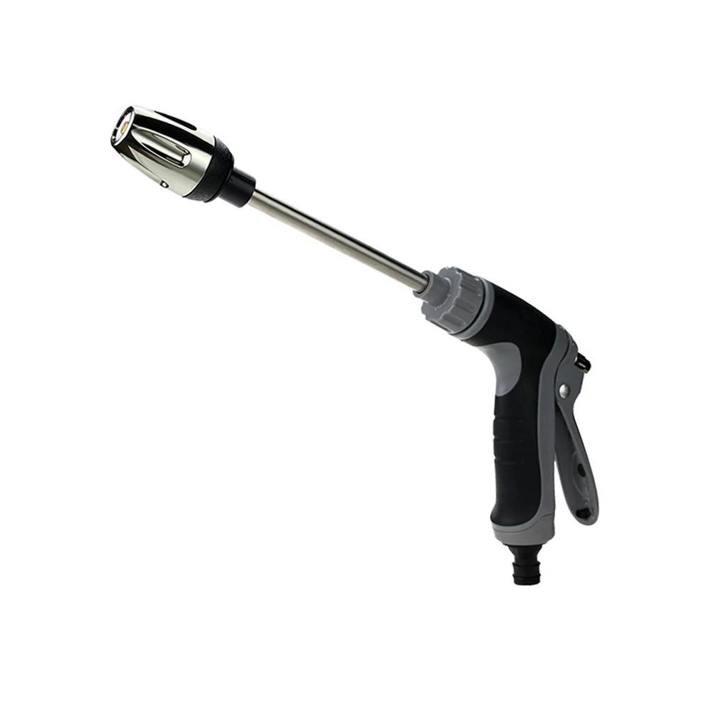 Alloy High Pressure Car Wash Water Gun with Rubber Handle Long Pole Metal Extension for Household Garden Watering