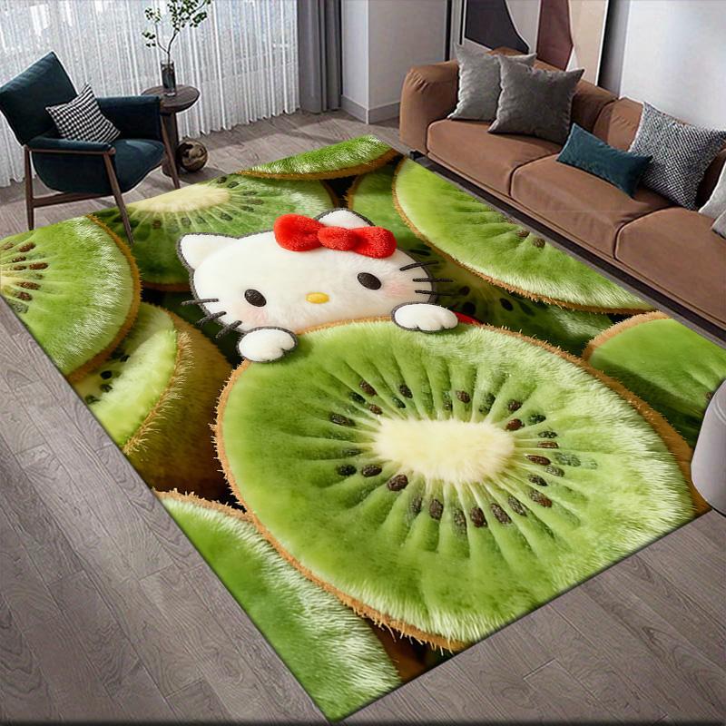 Hello Kitty2 Flannel Pattern Square Carpet,Area Rug,Carpet Rug for Living Room Bedroom Sofa Playroom Decor,Non-slip Floor Mat