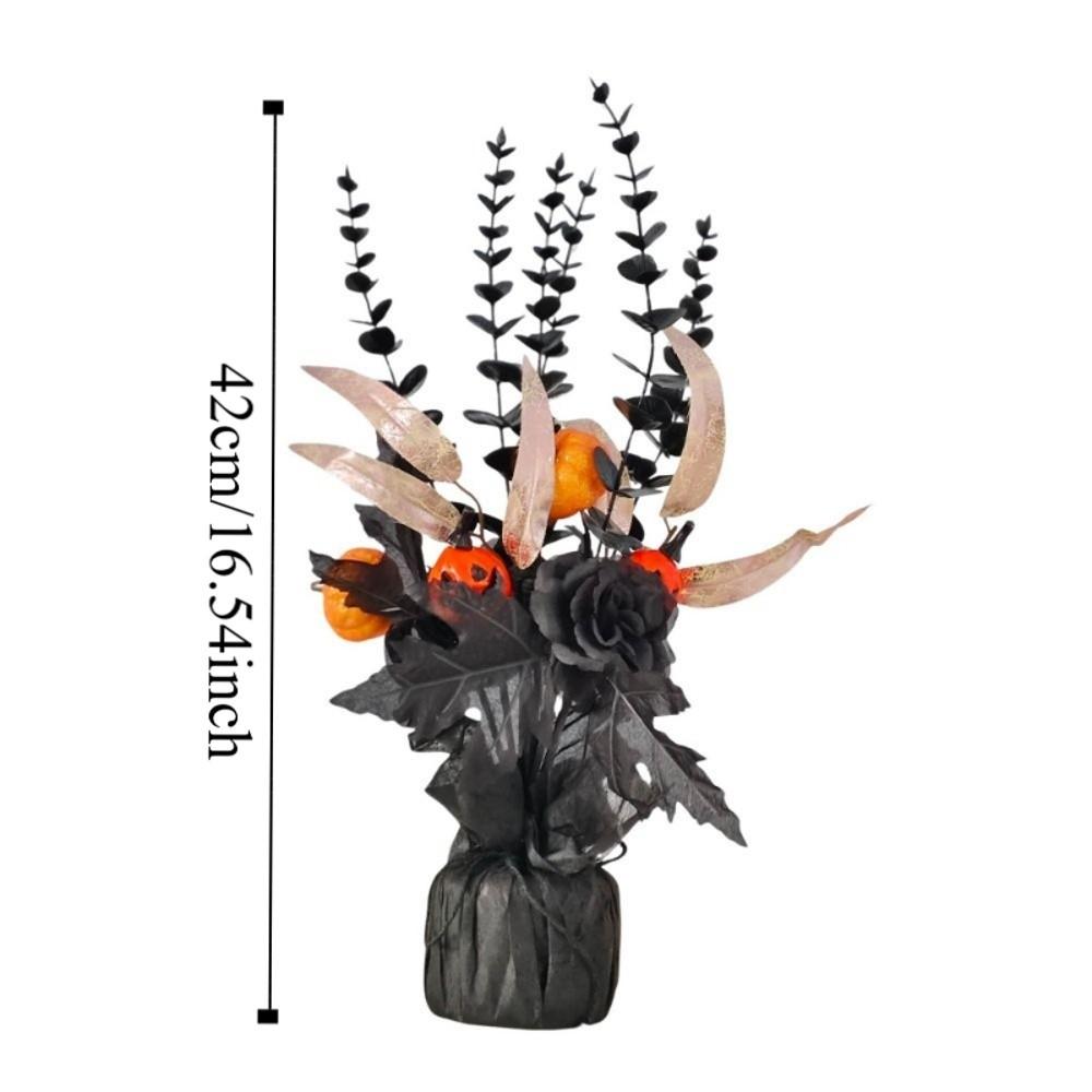 Simulated Flowers Artificial Eucalyptus Leaves Vase 42cm Handmade Artificial Pumpkin Bouquet Black/Orange Autumn Branches
