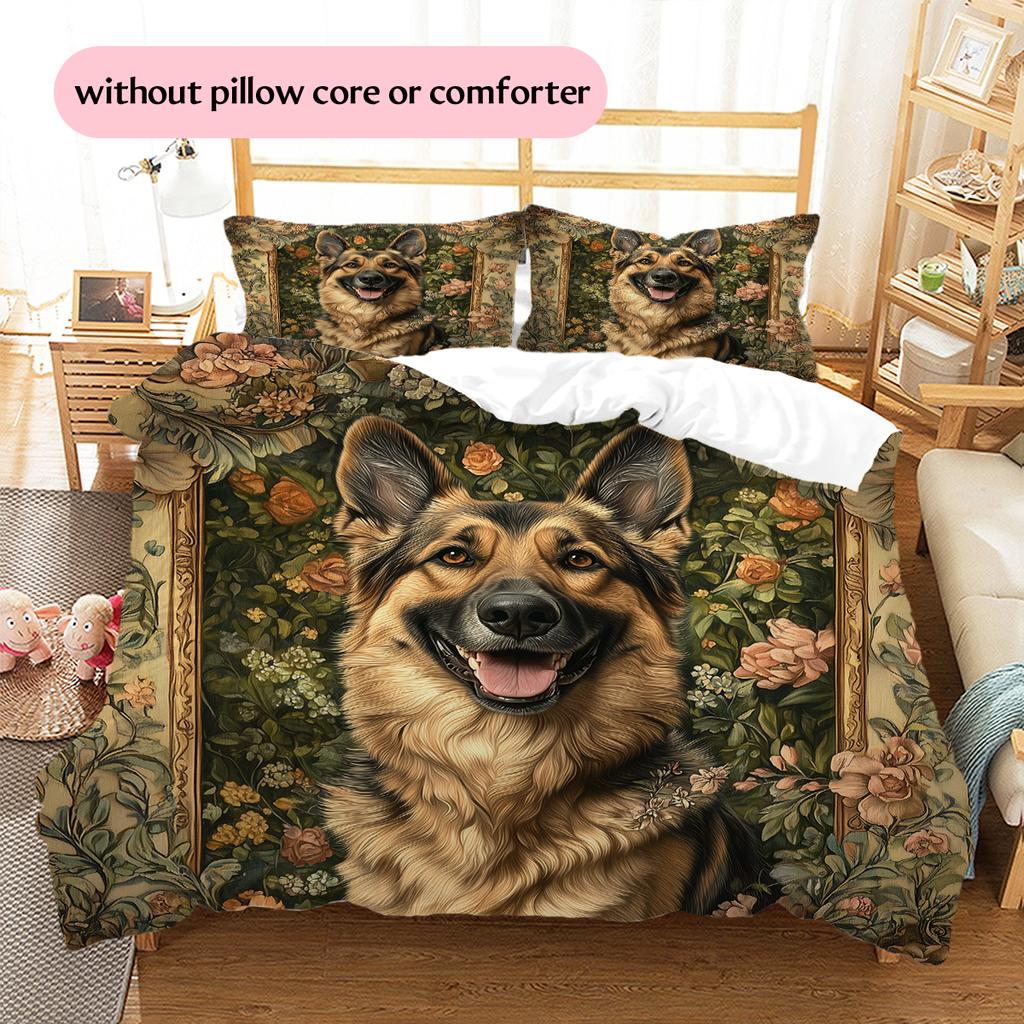German Shepherd Pattern Bedding Home Decoration Birthday Gift (1 * duvet cover + 2 * pillowcase, without core)