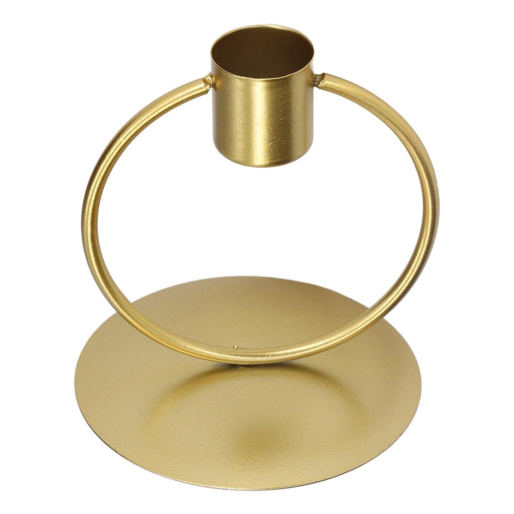 Desktop Candle Holder Simple Elegant Golden Iron Round Candle Stand Candlesticks for Home Dining Room Table Decoration