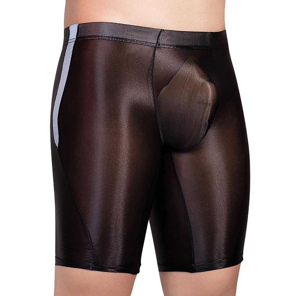 Mens Sheer Bermuda Shorts Bulge Pouch Contrast Trim Stretchy Fitness Nightwear Loungewear