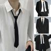 Unisex Black Simple Clip On Tie Security Tie Uniform Shirt Suit Neckties Steward Matte Funeral Lazy Neck Ties Men Women Students