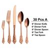 24/30Pieces Gold Cutlery Set Stainless Steel Vintage Western Dinnerware Luxury Tableware Engraving Forks Knive Spoons Sliverware