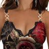 Summer Camisole Rose Print Lace Women Slim Sleeveless V Neck Vest