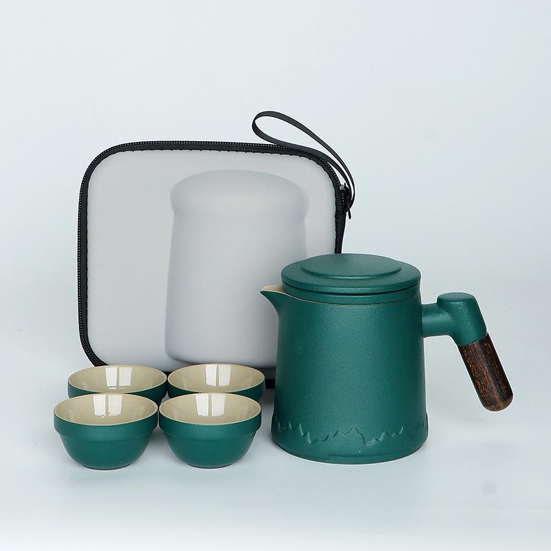 Portable travel tea set, small set, portable outdoor camping, express customer cup, one pot, four cups, teapot business gift.