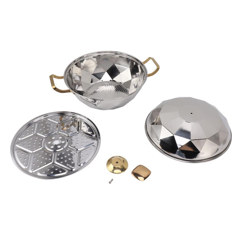 Multipurpose Stainless Steel Steam Pot with Steaming Plate Double Layer for Induction Cooker