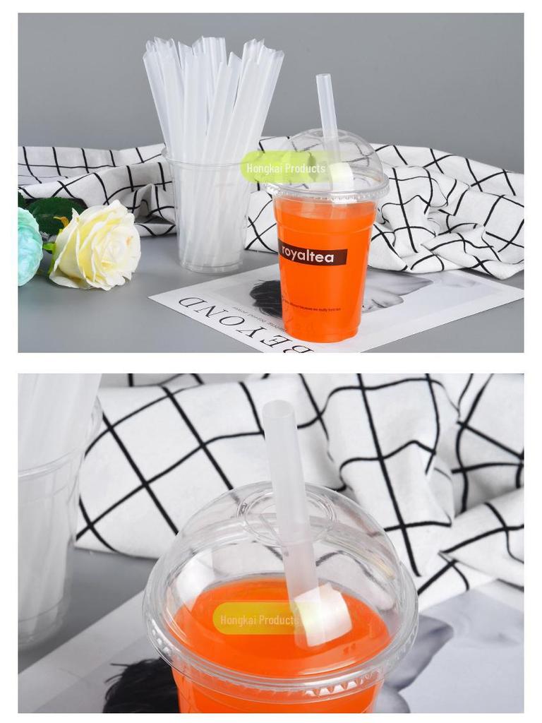 Disposable Transparent Thick PLA Pearl Milk Tea Straws with Independent Packaging