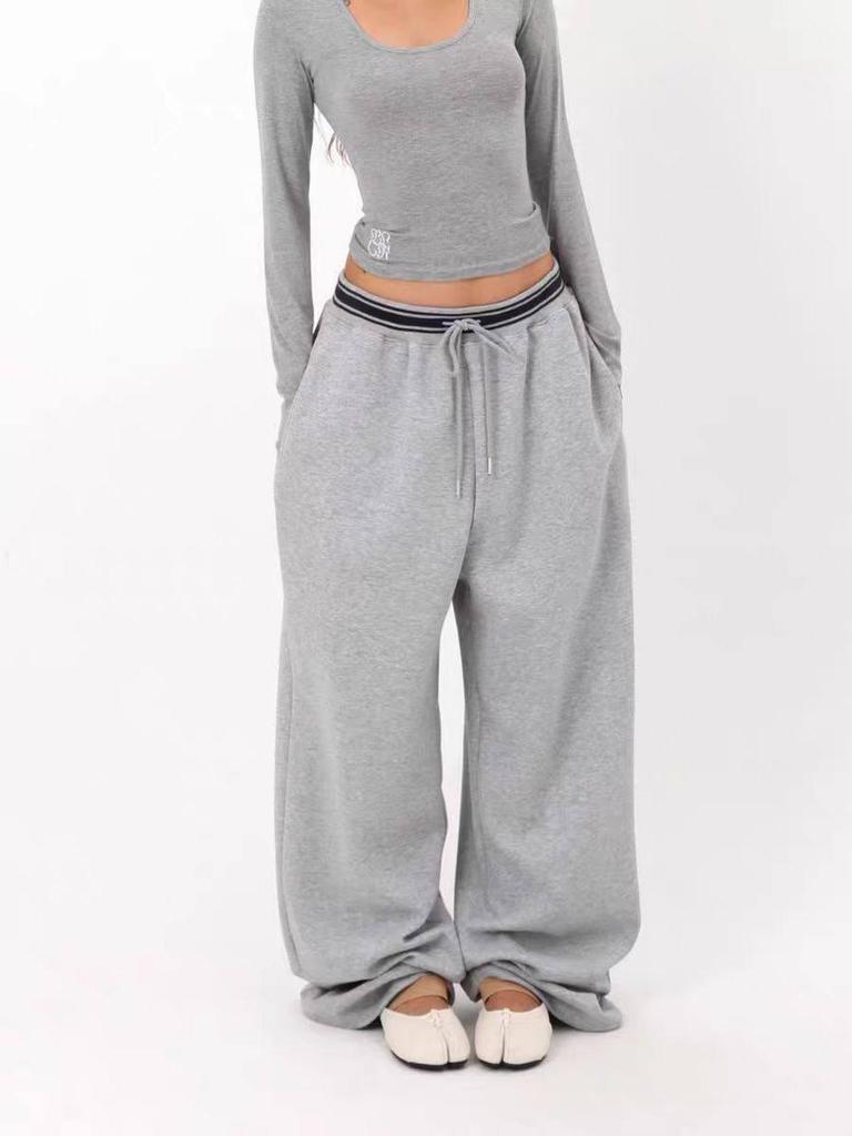 Pantaloni da jogging larghi grigi a gamba larga per danza jazz da donna
